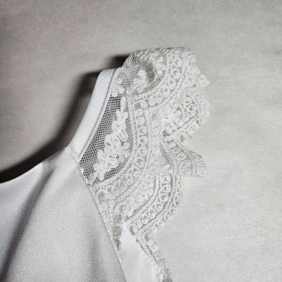 David's Bridal White Layered Tulle Back Bow Flower Girl Communion Party Dress - Picture 5 of 12